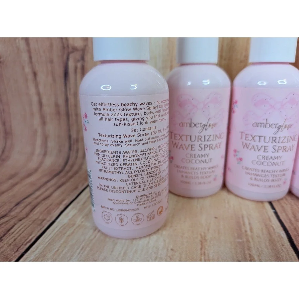 5 Pk Amber Glow Texturizing Wave Spray Creamy Coconut 3.38 oz